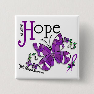 Glas in lood Butterfly Cystic Fibrosis Vierkante Button 5,1 Cm
