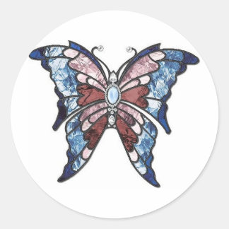 Glas in lood Butterfly Ronde Sticker