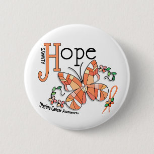 Glas in lood Butterfly Uterine Cancer Ronde Button 5,7 Cm