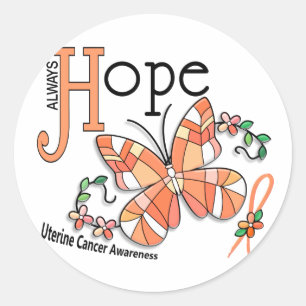 Glas in lood Butterfly Uterine Cancer Ronde Sticker