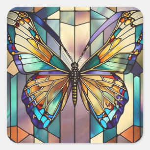 Glas in lood Butterfly Vierkante Sticker