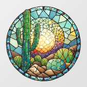 Glas in lood Cactus Desert Sunset Suncatcher Raamsticker (Vel)