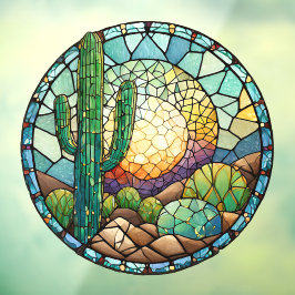 Glas in lood Cactus Desert Sunset Suncatcher Raamsticker