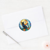 Glas in lood Cat in de Moonlight Stickers (Envelop)