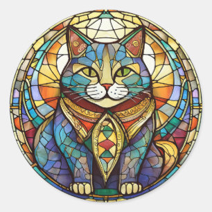 Glas in lood Cat Ronde Sticker