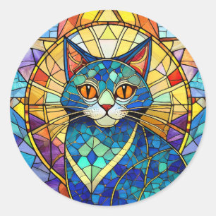 Glas in lood Cat Ronde Sticker