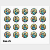 Glas in lood Cat Ronde Sticker (Vel)