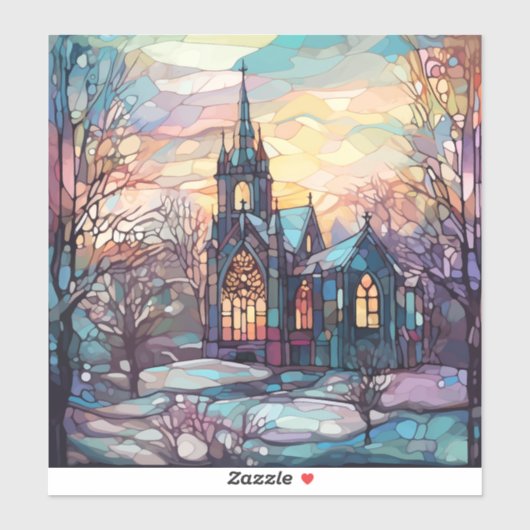 Glas in lood Church Custom-Cut Vinyl Sticker (Vel)