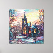Glas in lood Church Stretched Canvas Print (Voorkant)