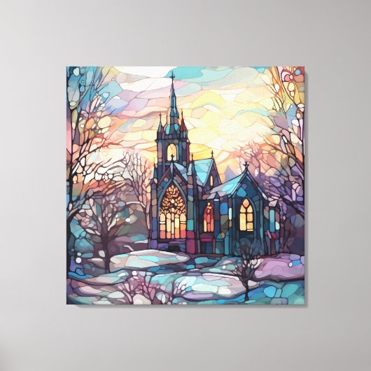 Glas in lood Church Stretched Canvas Print (Voorkant)
