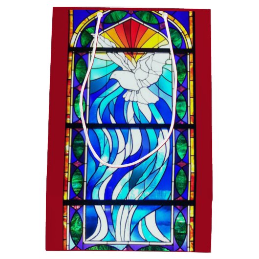 Glas in lood Church Window Heilige Geest Dove Medium Cadeauzakje (Achterkant)