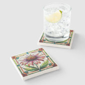Glas in lood Coneflower #2 Stenen Onderzetter (Zijkant)