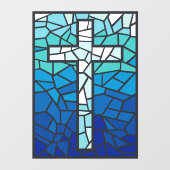 Glas in lood Cross Blue White Raamsticker (Vel)