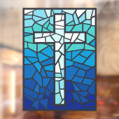 Glas in lood Cross Blue White Raamsticker (Vel 2)