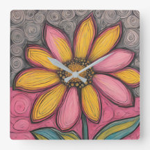 Glas in lood Daisy Clock