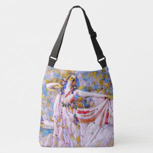 Glas in lood danser in vloeiende kleding crossbody tas
