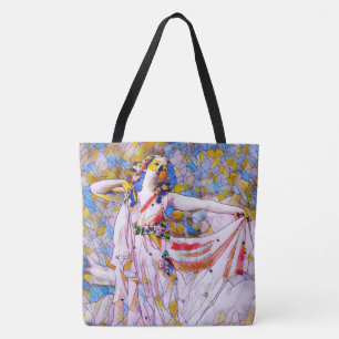 Glas in lood danser in vloeiende kleding draagtas