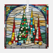 Glas in lood decoratieve kerstbomen ornament (Achterkant)