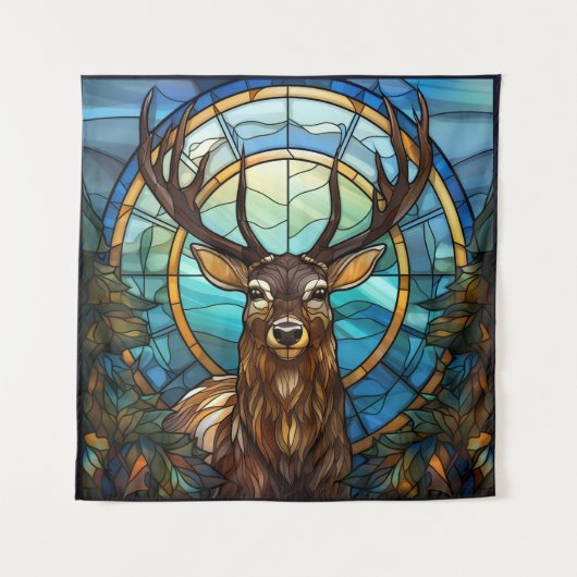 Glas in lood Deer Art Tapestry Wandkleed (Voorkant)