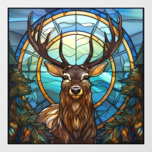 Glas in lood Deer Window Cling Raamsticker (Vel)