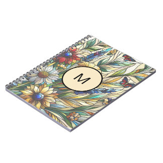 Glas in lood Design Wildflowers Veldmonogram Notitieboek