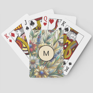 Glas in lood Design Wildflowers Veldmonogram Pokerkaarten