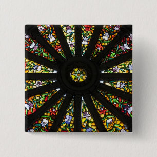 Glas-in-lood detail vierkante button 5,1 cm