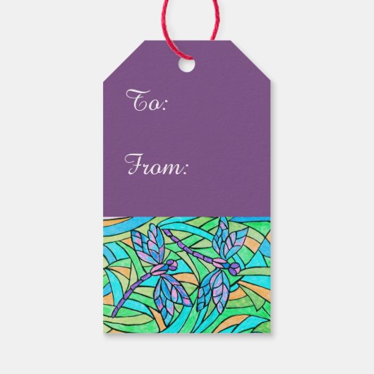 Glas in lood Dragonfly Gift Labels Cadeaulabel (Achterkant)