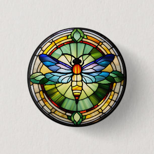 Glas in lood Dragonfly Ronde Button 3,2 Cm