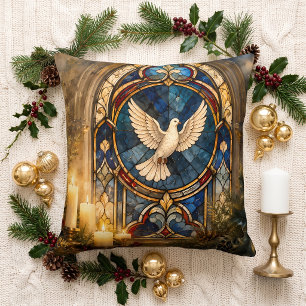 Glas-in-lood Duif Kerstmisraam Kussen