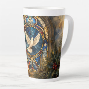 Glas-in-lood Duif Kerstmisraam Latte Mok