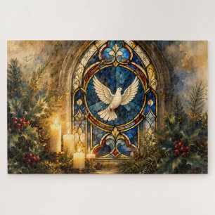 Glas-in-lood Duif Kerstmisraam Legpuzzel