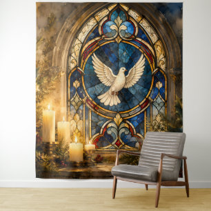 Glas-in-lood Duif Kerstmisraam Wandkleed
