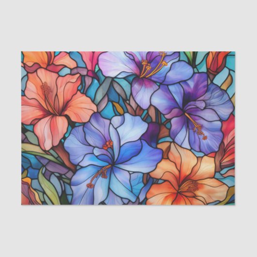 Glas in lood Effect Bloemen Decoupage Tissuepapier (Voorkant)