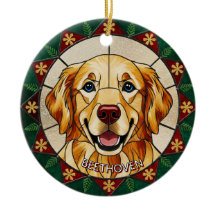 Glas-in-lood-effect HONDEN naam Kerstmis 