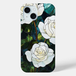 Glas in lood Effect iPhone hoesje, White Roses