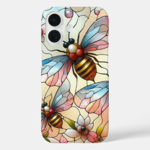 Glas-in-lood-effect van bijen iPhone 16 hoesje