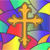 Glas in lood en kruisreligie sticker (Voorkant)