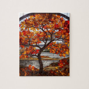 Glas in lood esdoorn legpuzzel