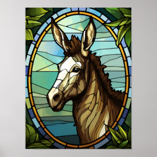 Glas-in-lood Ezel Portret Poster
