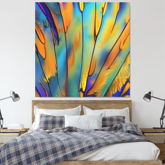 Glas in lood Feather AI Abstracte Art Canvas Afdruk (Insitu (Slaapkamer))