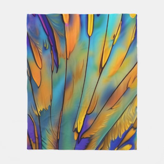Glas in lood Feather AI Abstracte Art Fleece Deken (Voorkant)