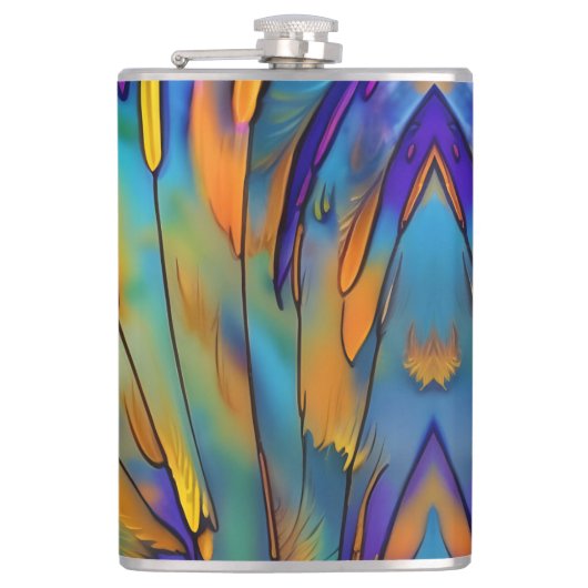 Glas in lood Feather AI Abstracte Art Heupfles (Voorkant)