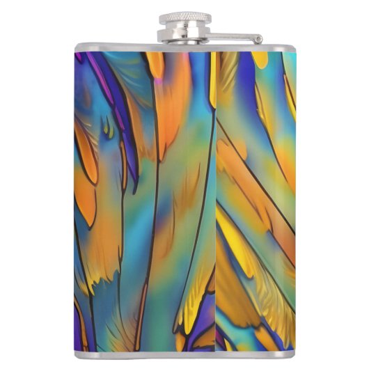 Glas in lood Feather AI Abstracte Art Heupfles (Achterkant)