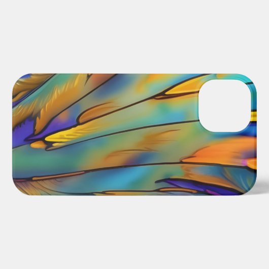 Glas in lood Feather AI Abstracte Art iPhone Hoesje (Achterkant horizontaal)