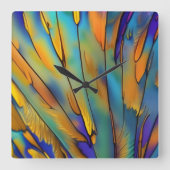 Glas in lood Feather AI Abstracte Art Vierkante Klok (Voorkant)