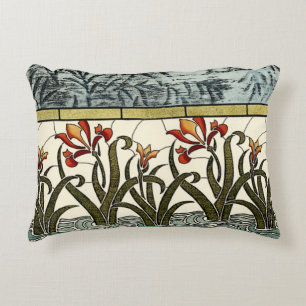 Glas in lood Flowers met Tan Border Accent Kussen