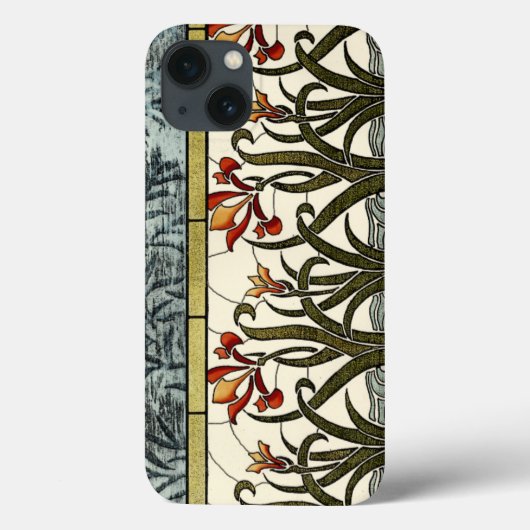 Glas in lood Flowers met Tan Border Case-Mate iPhone Case (Achterkant)