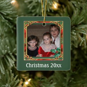 Glas in lood Foto Lijst Rood groen projectiel Keramisch Ornament