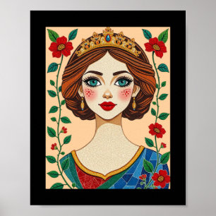 Glas in lood-geïnspireerde Queen Poster